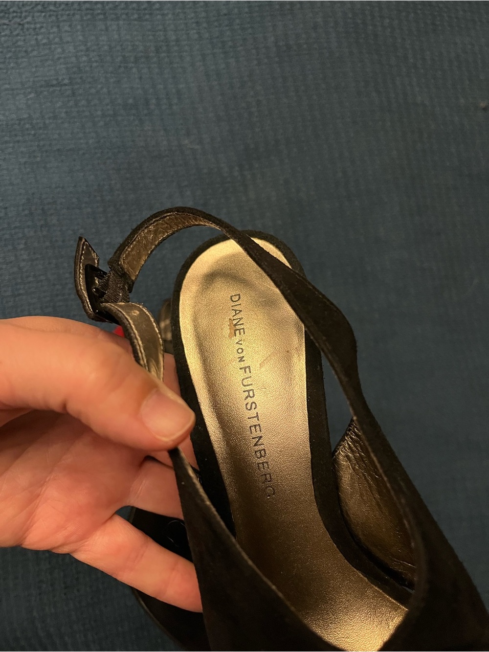 Diane Von Furstenberg Black Suede Slingback Pumps